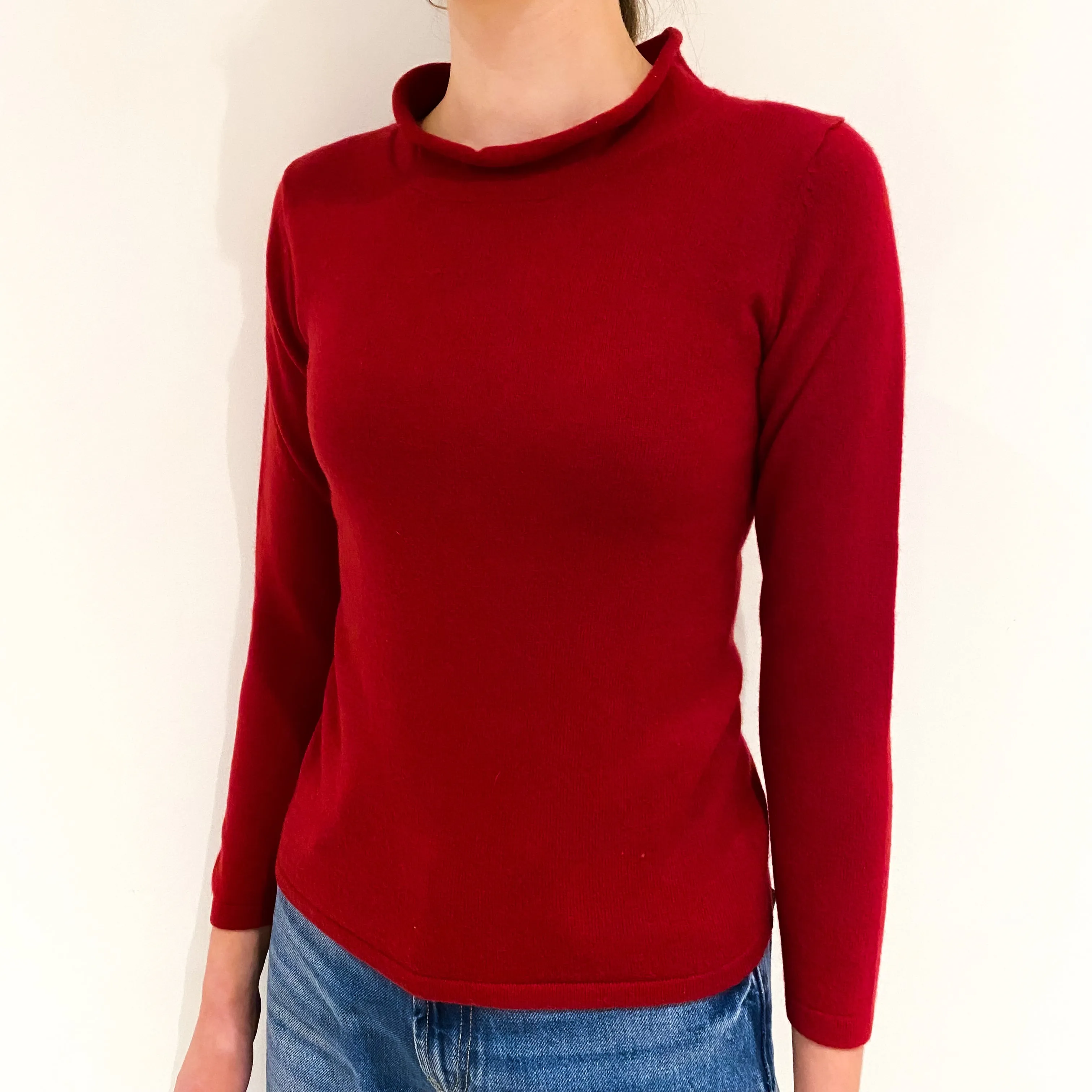 Crimson Red Cashmere Crew Neck Jumper Extra Small