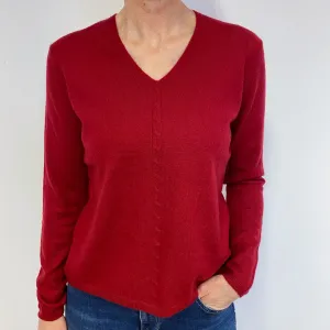 Crimson Red V Neck Jumper Medium