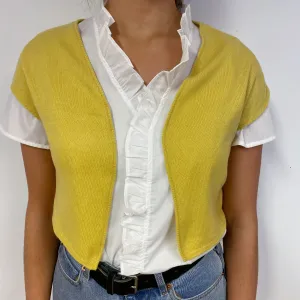 Custard Yellow Waistcoat Style Cashmere Cardigan Small