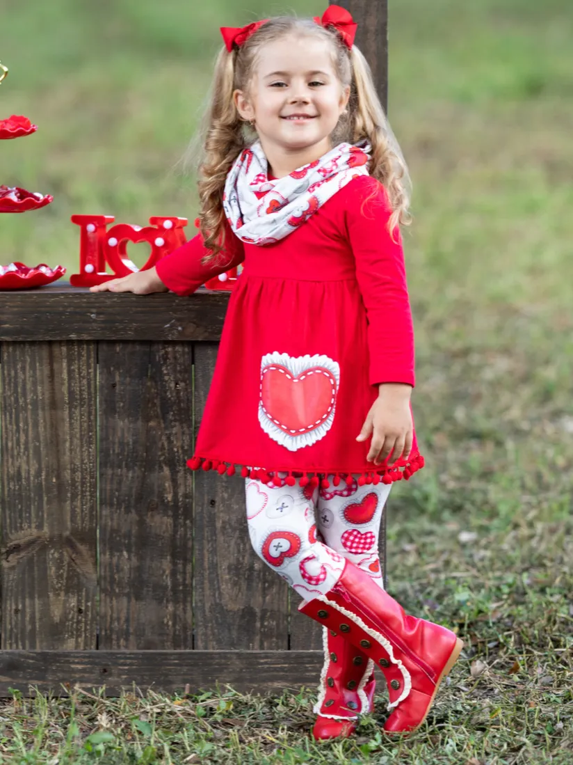 Cute As A Button Tunic, Scarf, and Legging Set