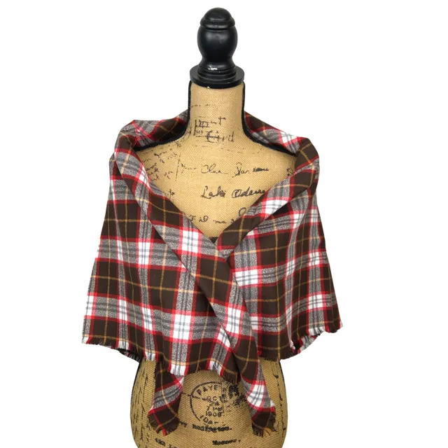 Dark Chocolate, Red and White with Butterscotch Accent Luxe Collection Plaid Infinity and Blanket Scarves