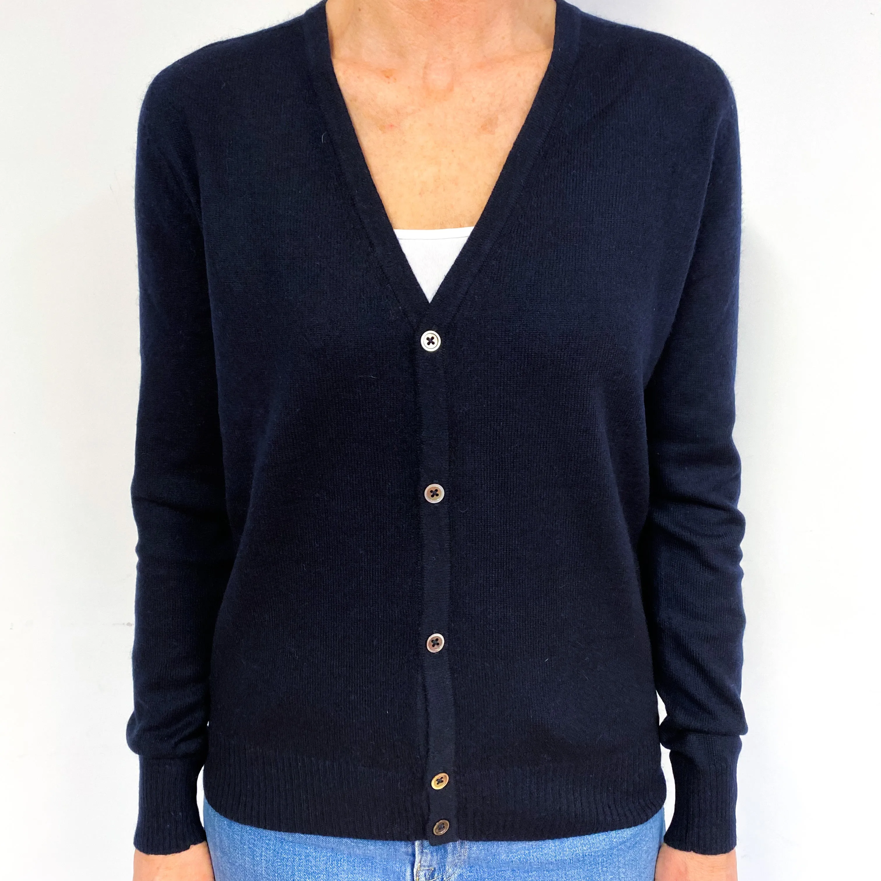 Dark Navy Blue Cashmere Cardigan Medium