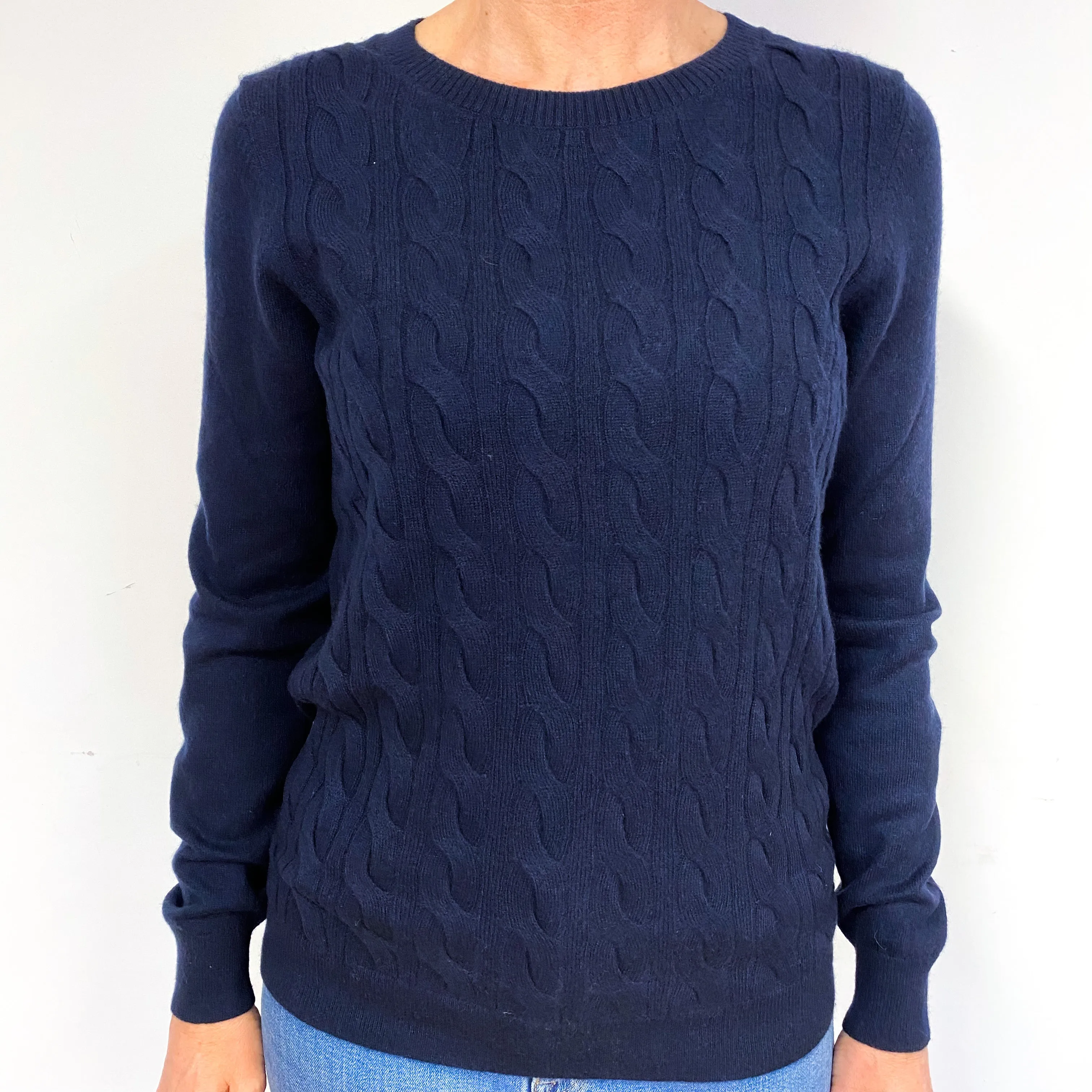 Dark Navy Cashmere Crew Neck Jumper Medium