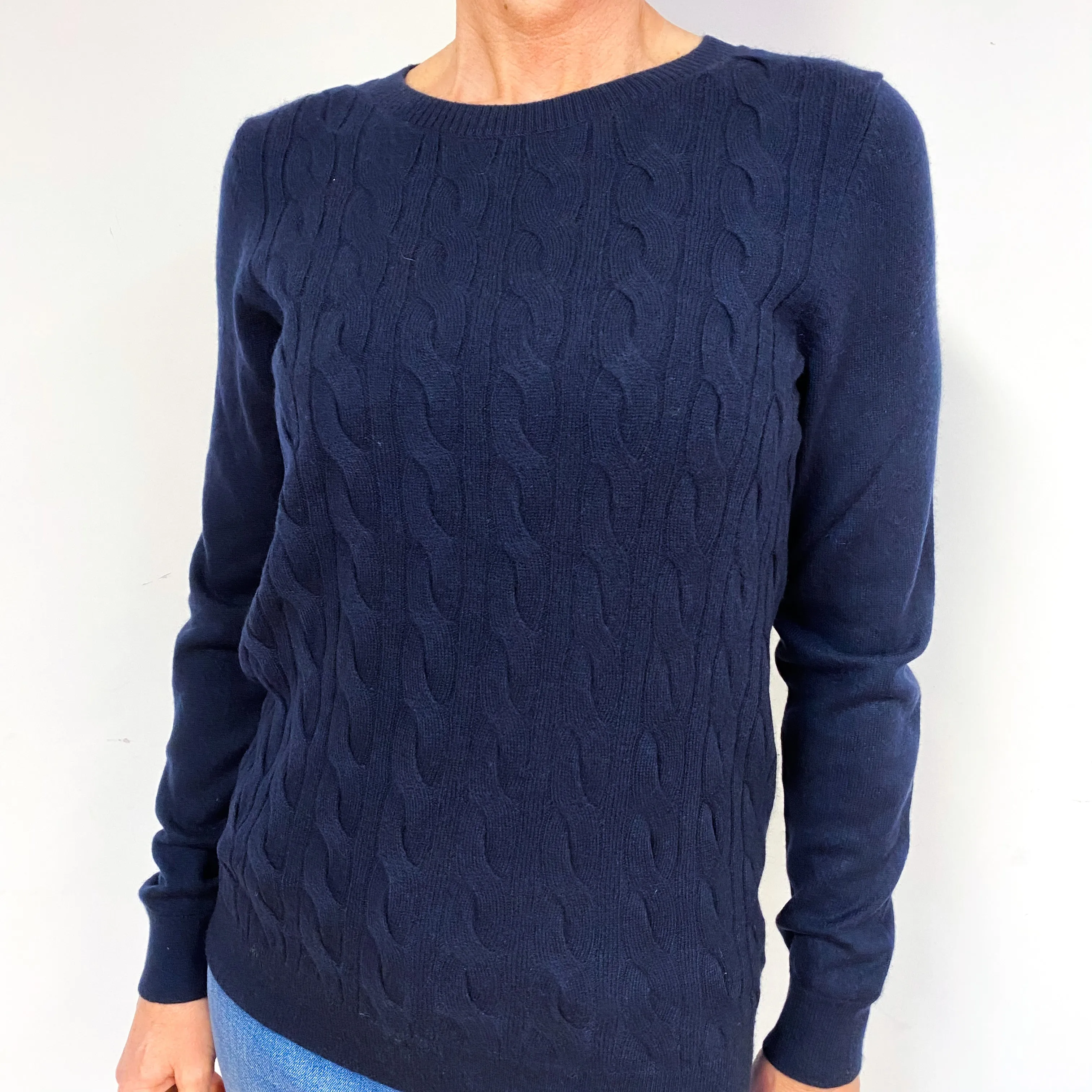 Dark Navy Cashmere Crew Neck Jumper Medium