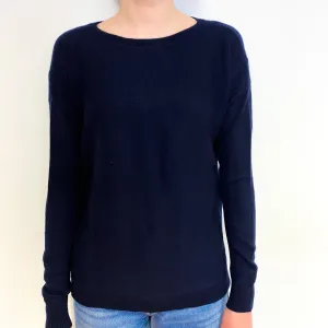 Darkest Navy Boxy Cashmere Crew Neck Jumper Extra Small