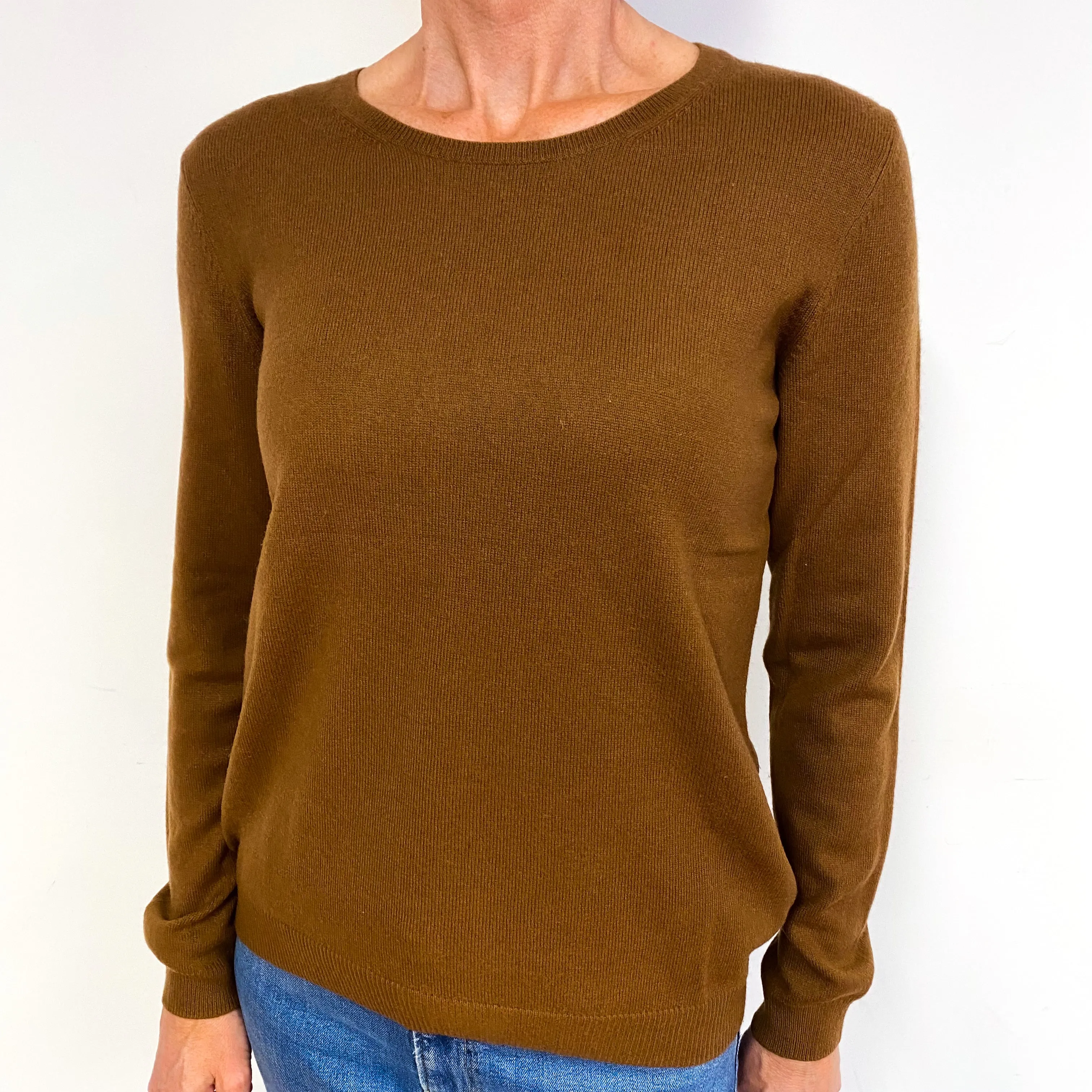 Deep Chestnut Brown Cashmere Crew Neck Jumper Medium