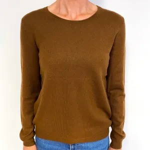 Deep Chestnut Brown Cashmere Crew Neck Jumper Medium