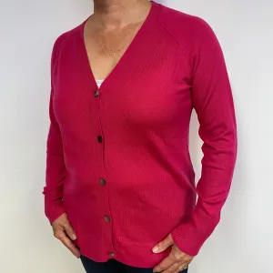 Deep Fuchsia Pink Cashmere V Neck Cardigan