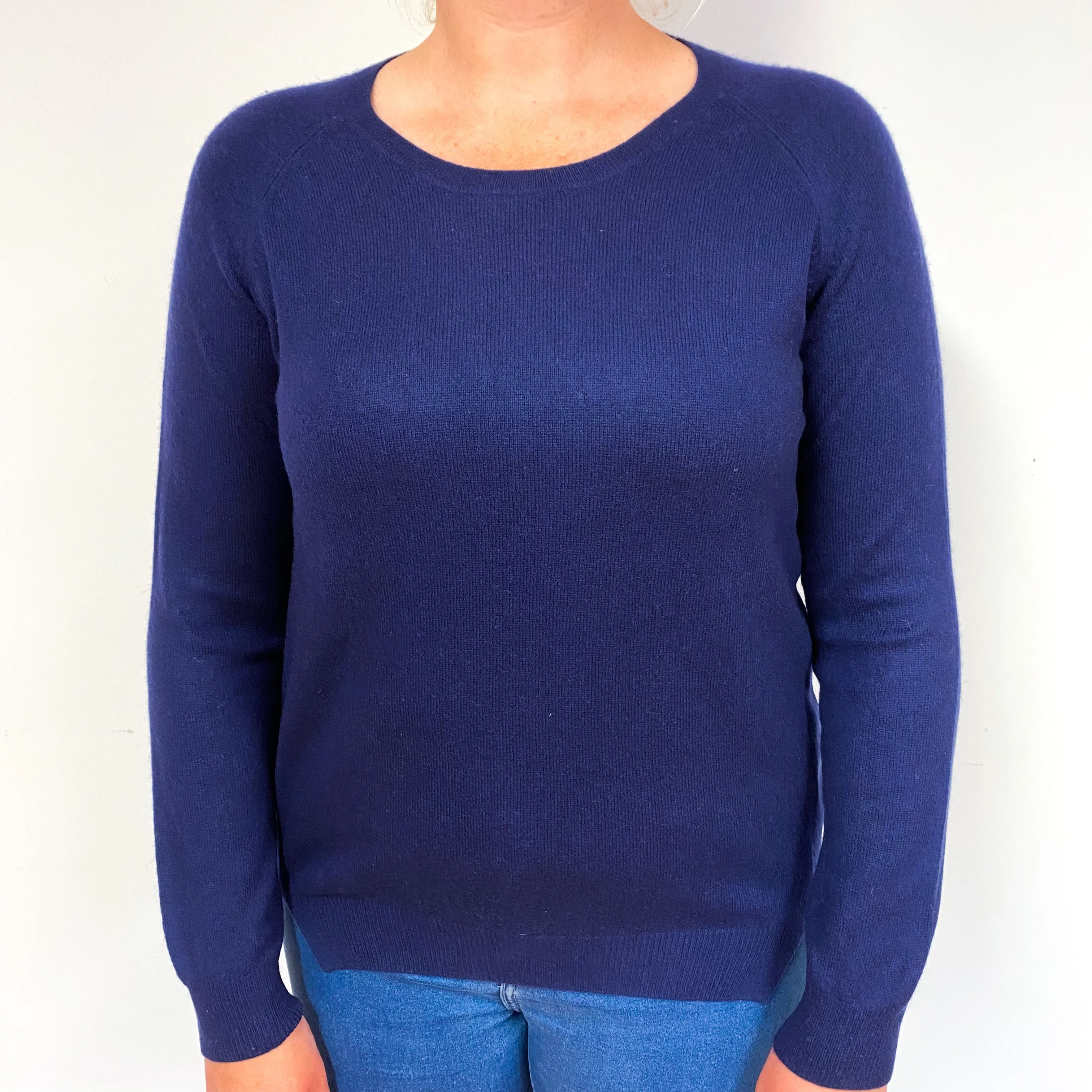 Deep Purple Blue Cashmere Crew Neck Jumper Large