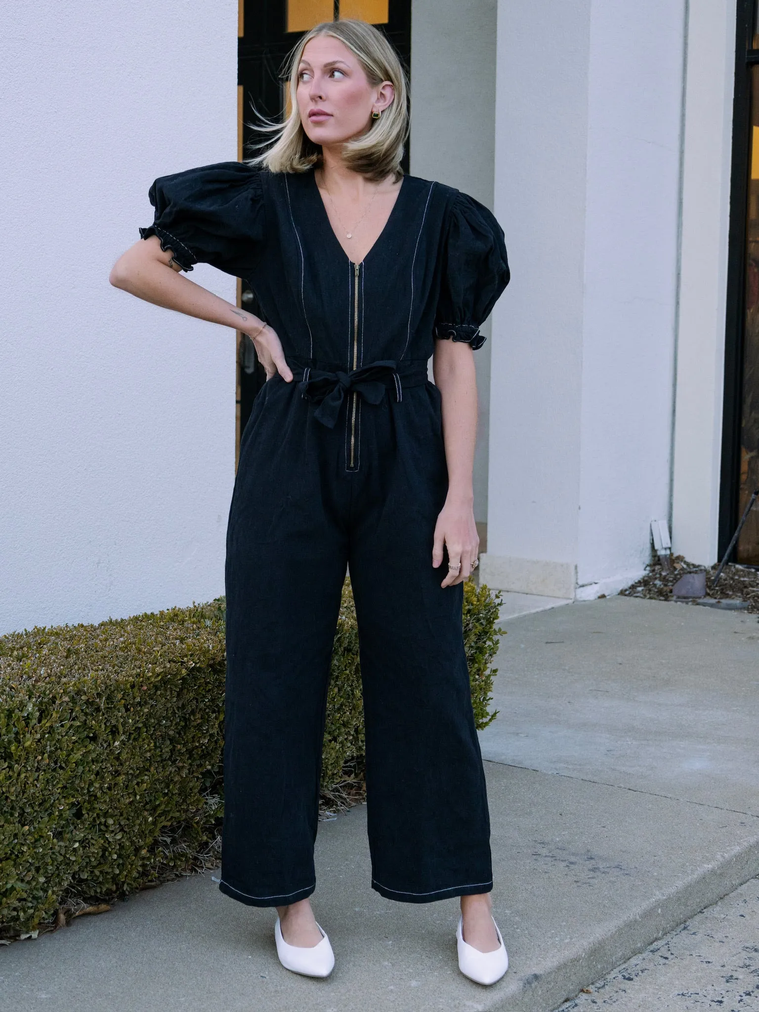 Denim Constrast Stitch Jumpsuit