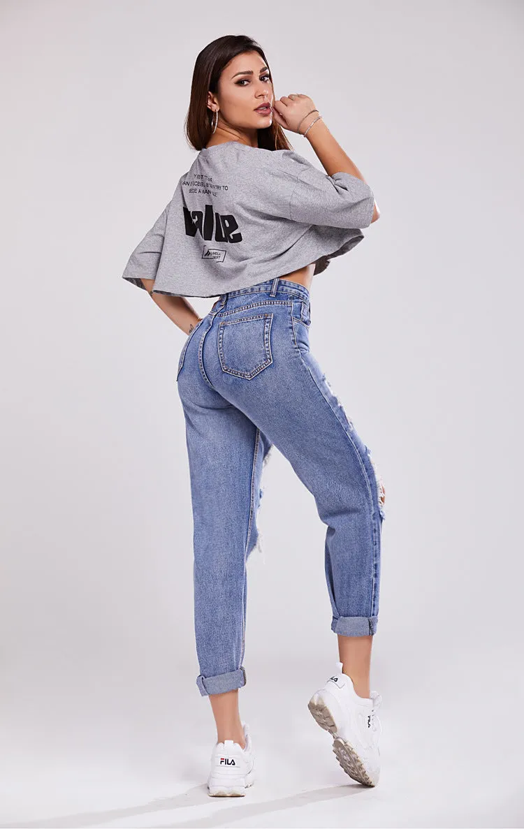 Destroyed Cuff Leg Jeans