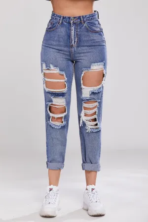 Destroyed Cuff Leg Jeans