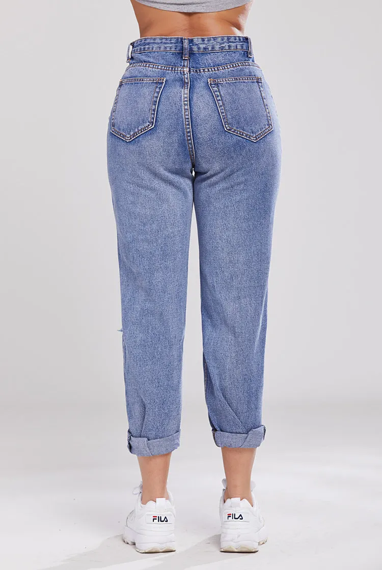 Destroyed Cuff Leg Jeans