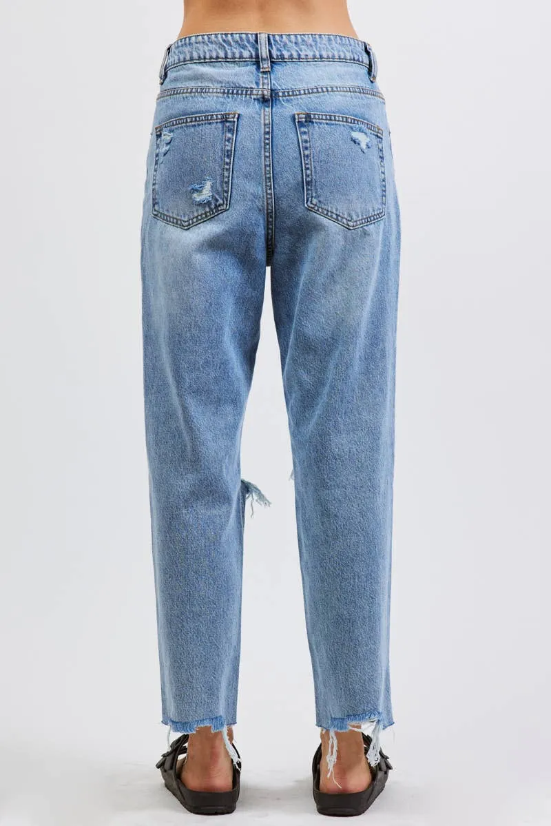 Destroyed Rigid Denim Jeans