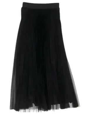 Dobby Tulle Layer Skirt - Black