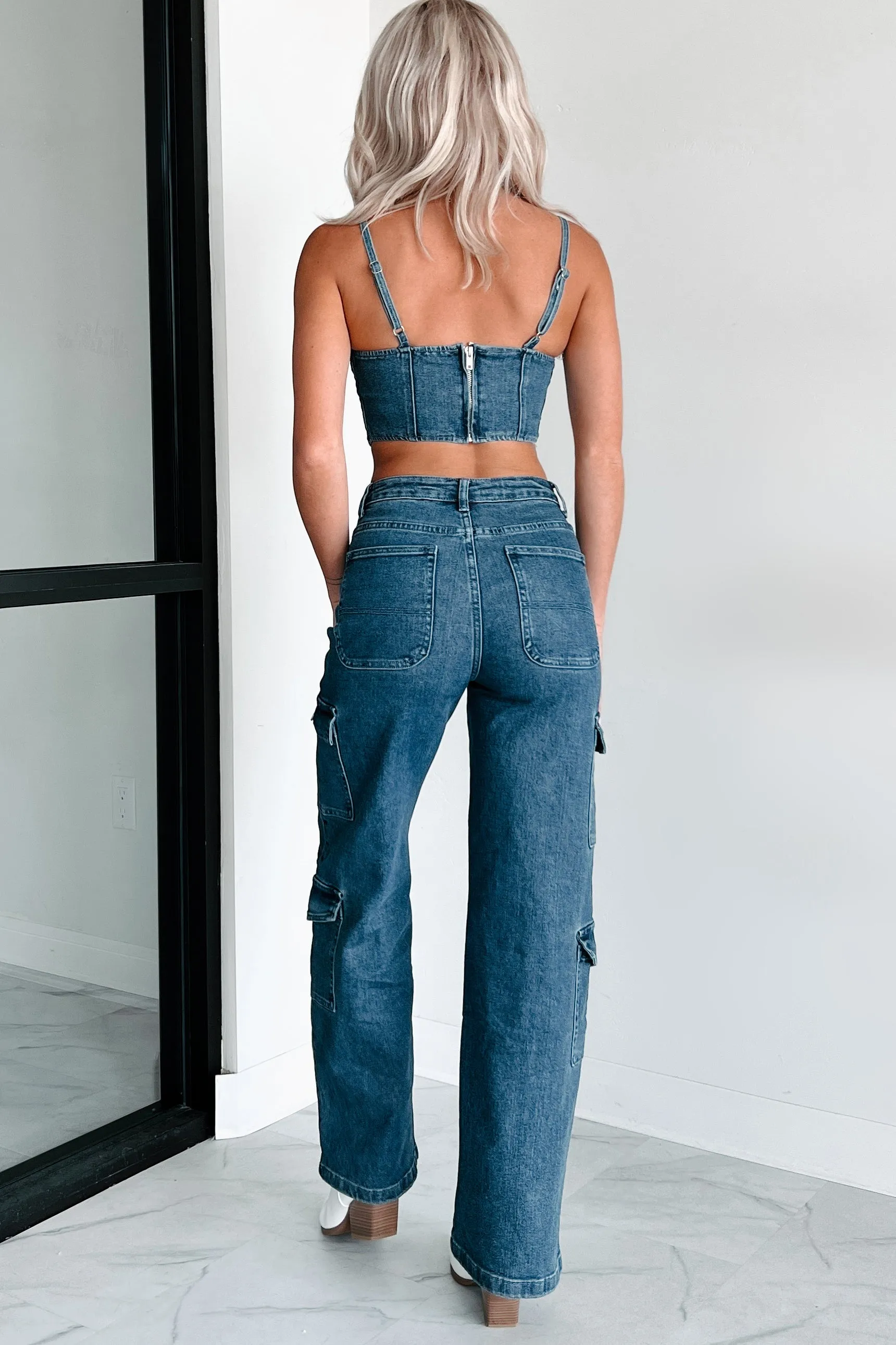 Downtown Daze Denim Crop Tank (Dark Denim)