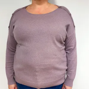 Dusky Purple Cashmere Crew Neck Jumper Extra Large