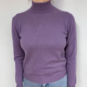 Dusky Purple Cashmere Polo Neck Jumper Small