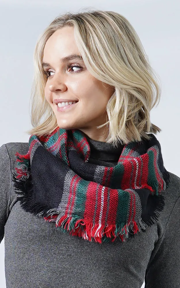 EAS8435 Plaid Woven Infinity Scarf