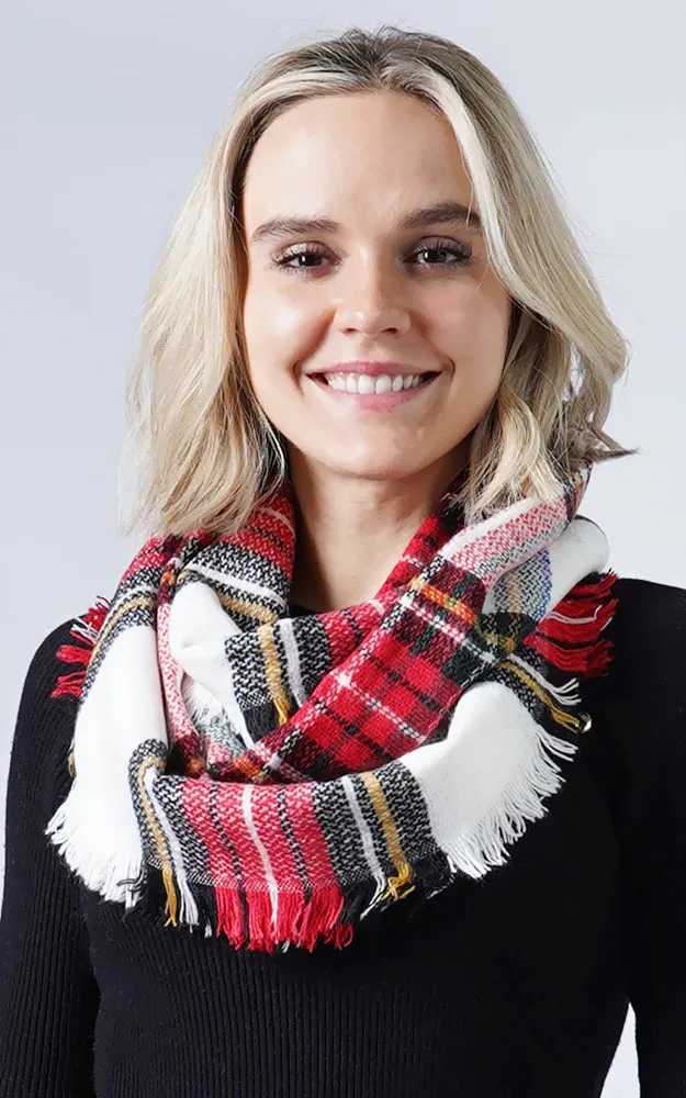 EAS8435 Plaid Woven Infinity Scarf