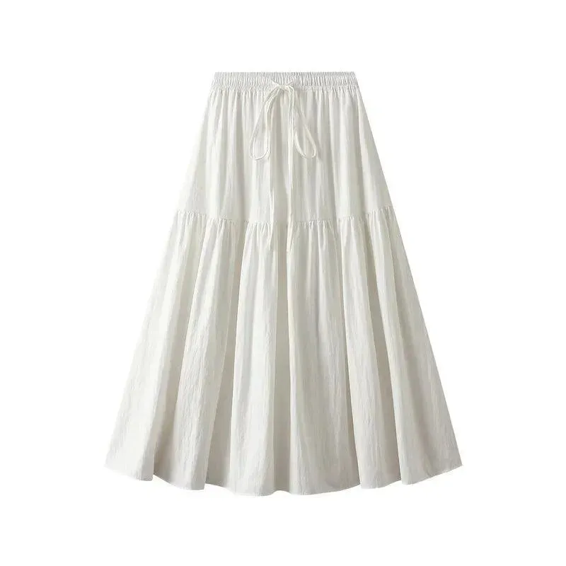 Elegant Lace-Up Elastic Pleated Skirt