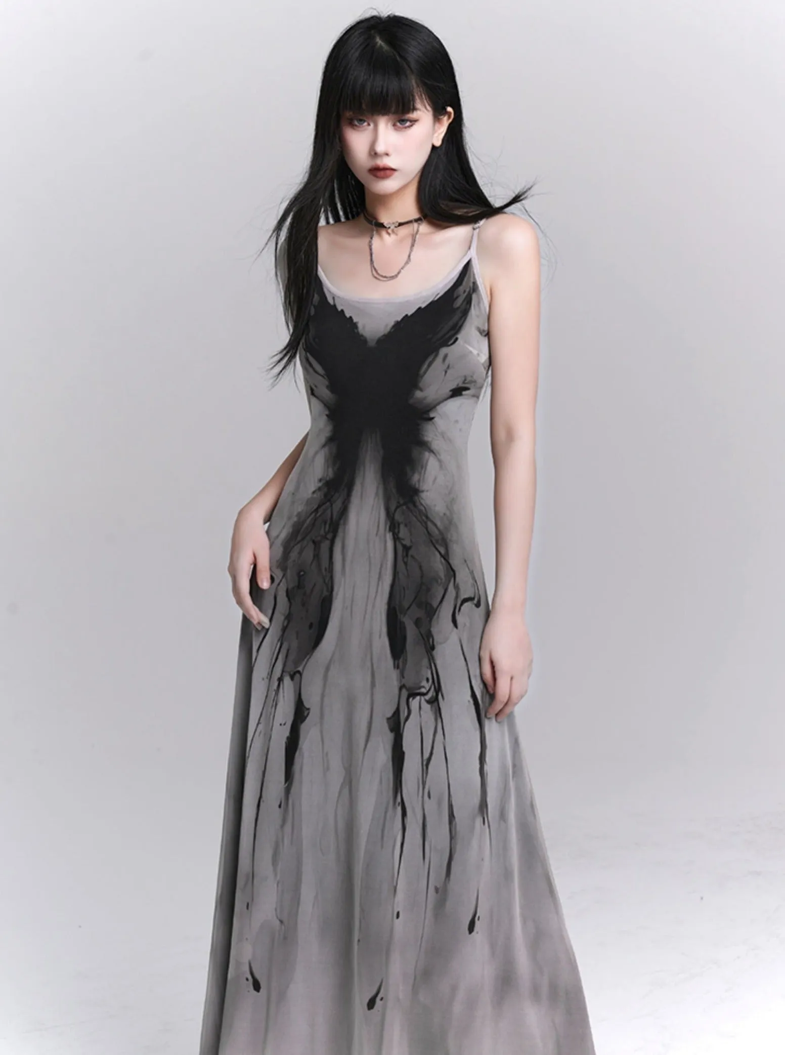 Ethereal Ink Splash Maxi Dress