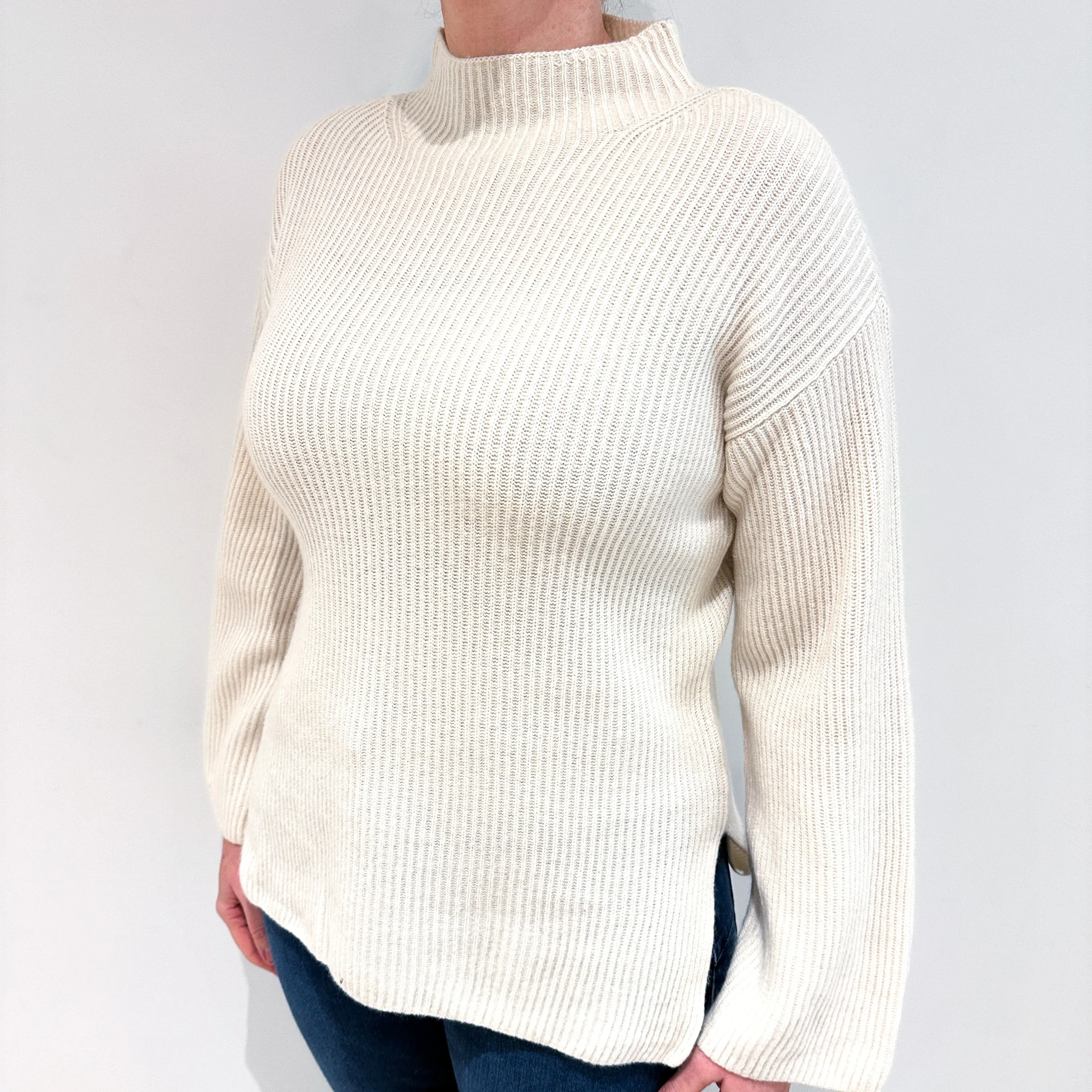 Everlane Cream Chunky Cashmere Turtle Neck Jumper Large