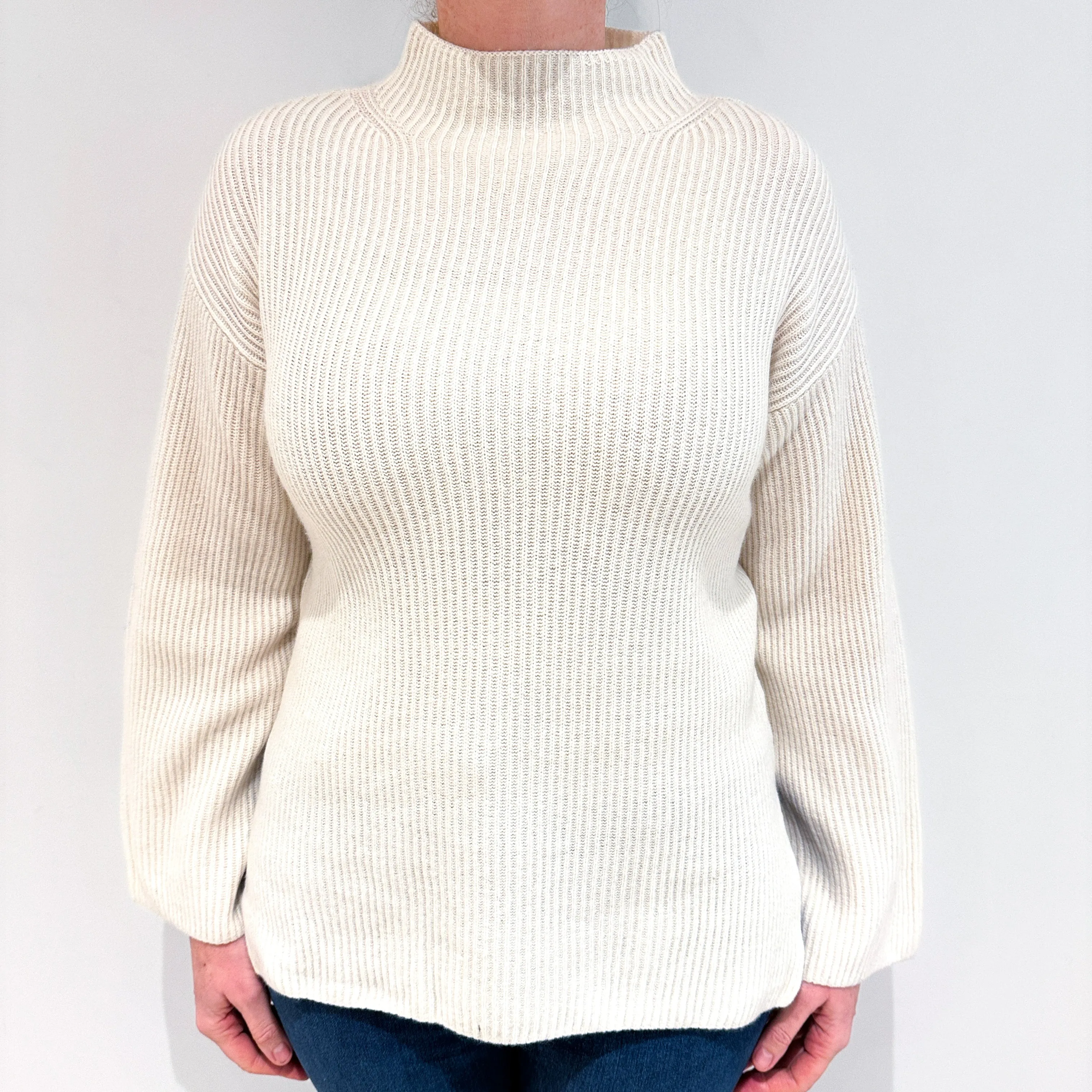 Everlane Cream Chunky Cashmere Turtle Neck Jumper Large