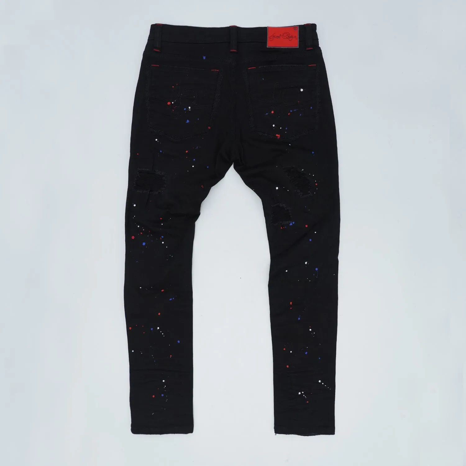 F1778  Frost Shredded Jeans w/ paint - Black