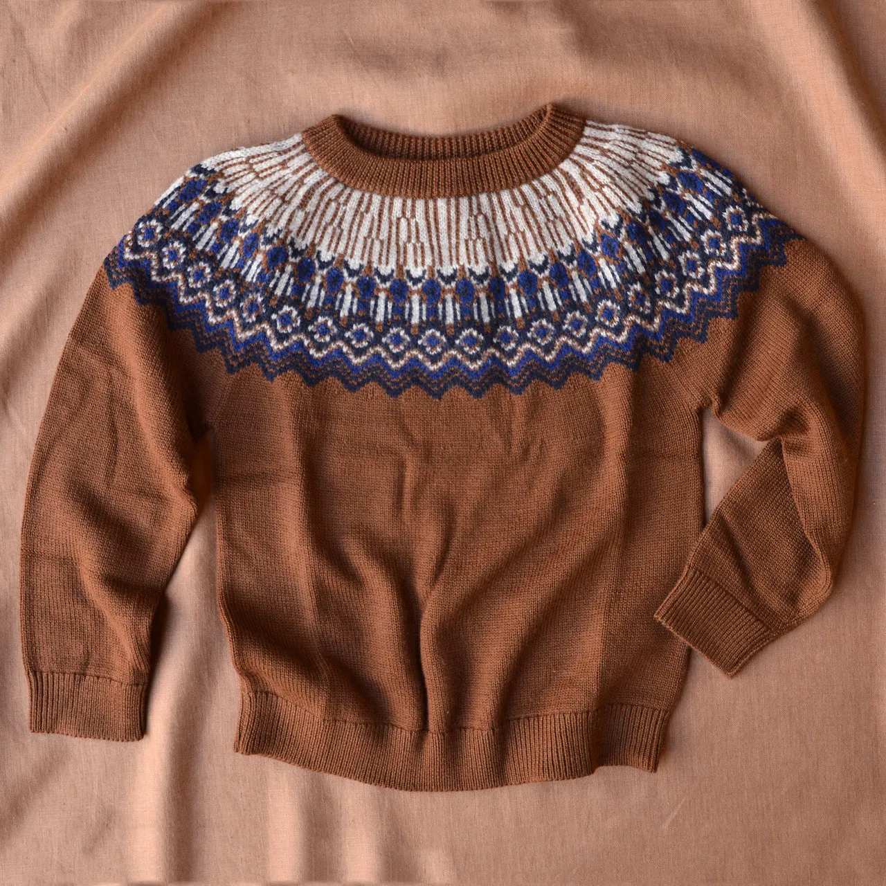 Fair Isle Sweater - 100% Merino - Amber (2-12y)