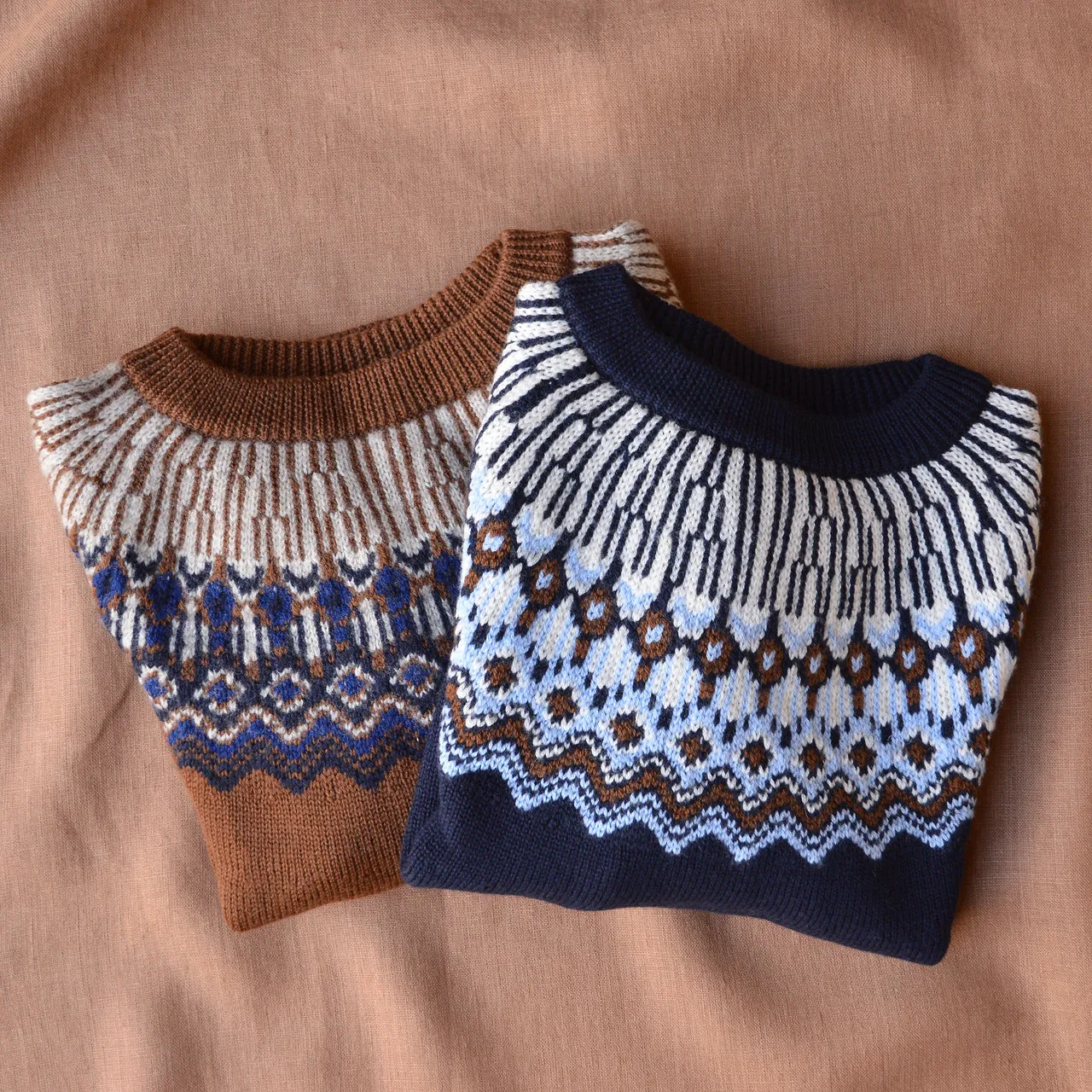 Fair Isle Sweater - 100% Merino - Dark Navy (2-12y)