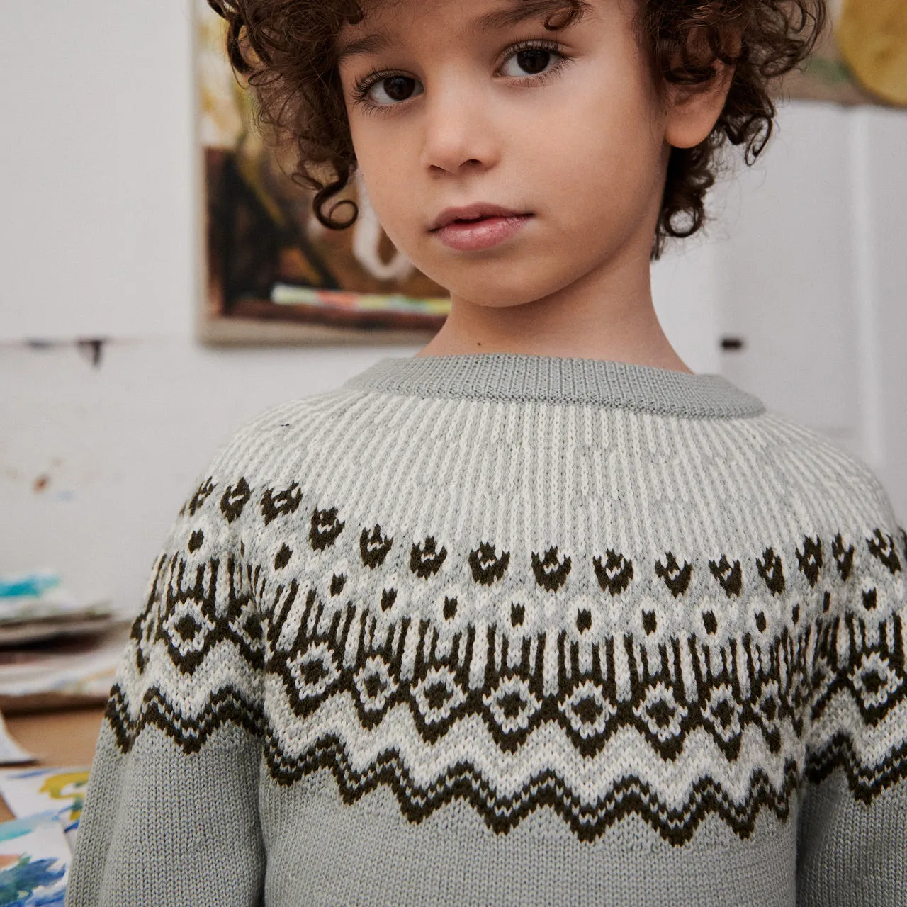 Fair Isle Sweater - 100% Merino - Dark Navy (2-12y)