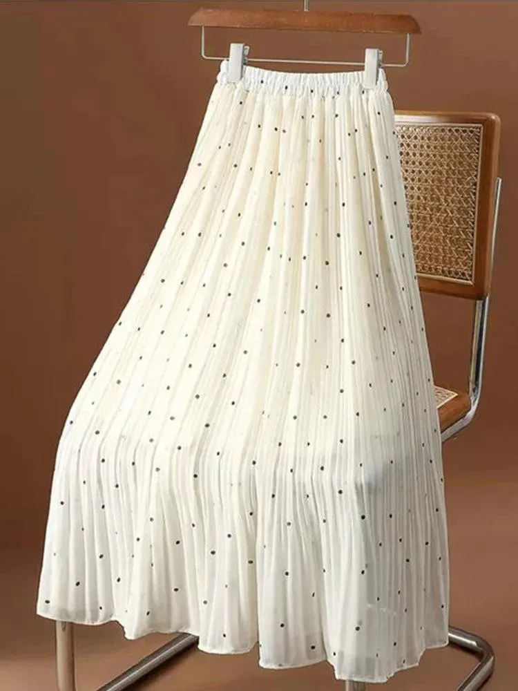 Fashion Pleated Skirt Dot Chiffon