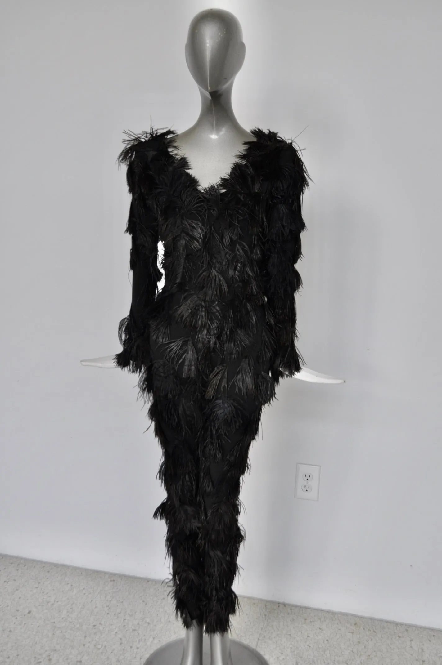 Feathered jumpsuit from the 80s