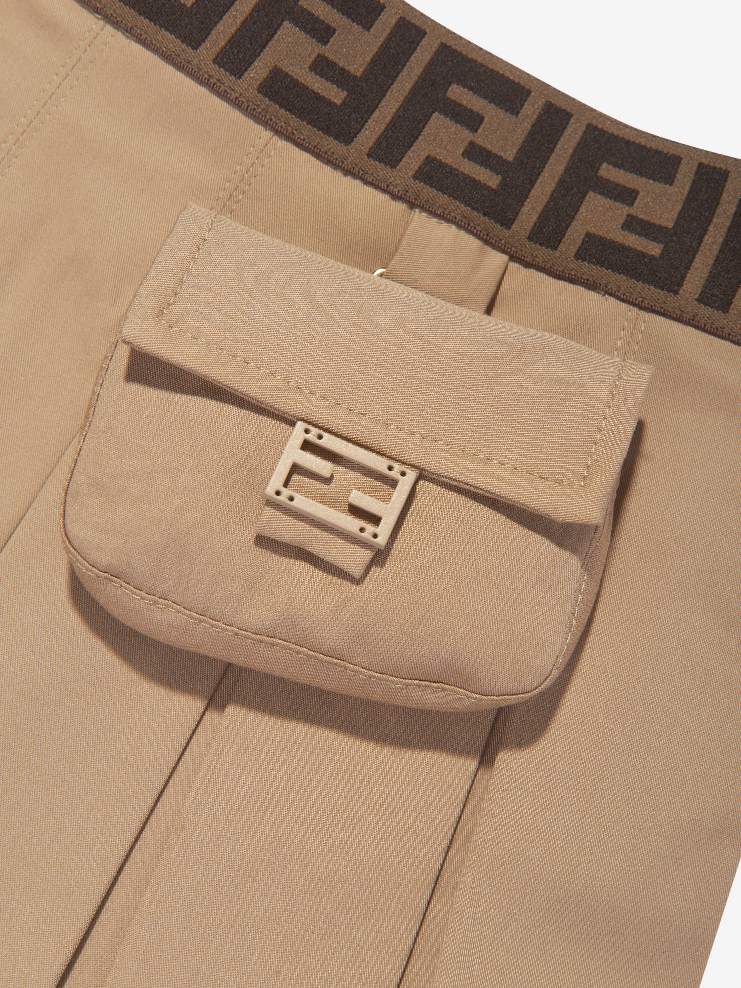 Fendi Girls Pleated Skirt in Beige