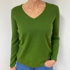 Fern Green Cashmere V-Neck Jumper Medium