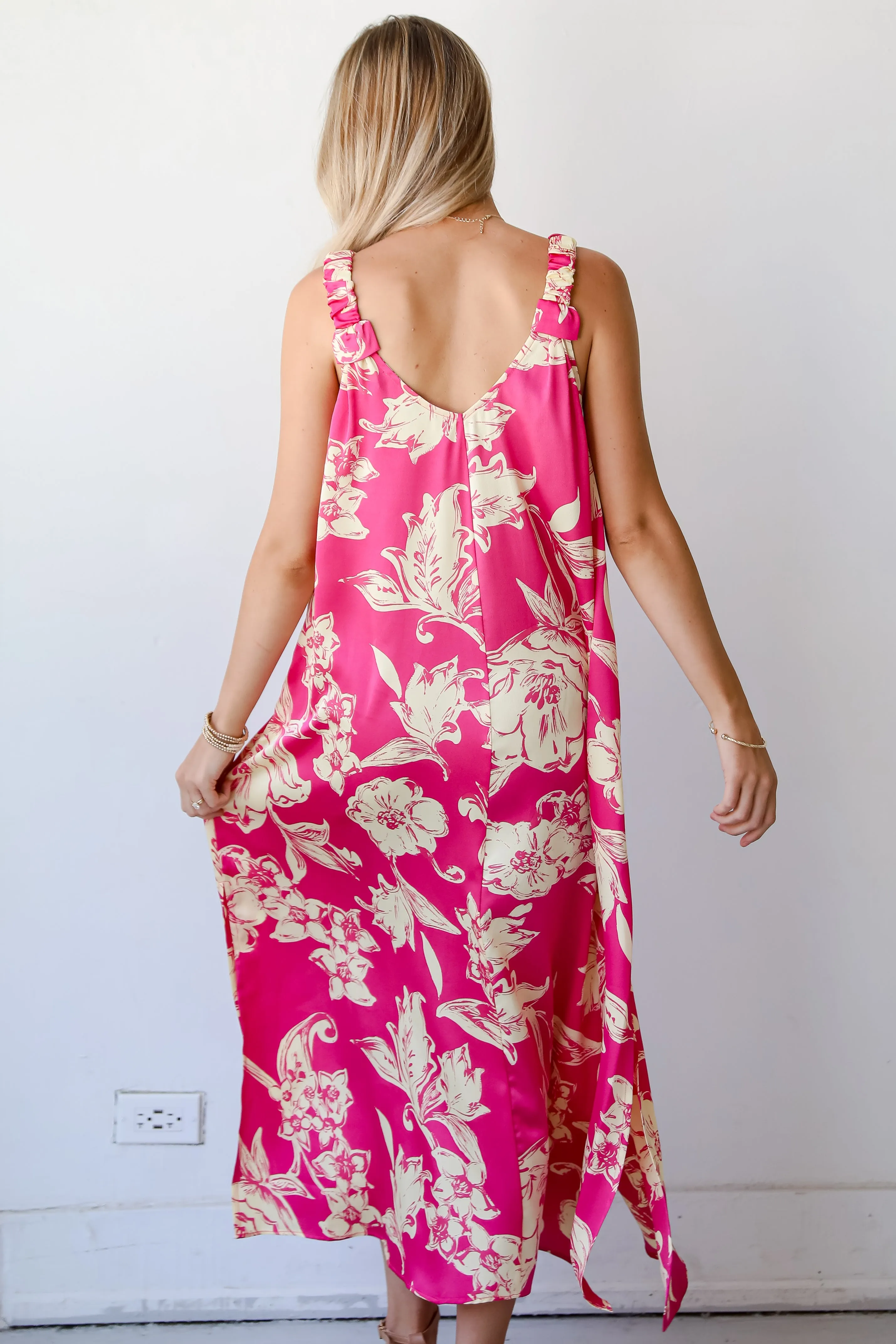 FINAL SALE - Charming Suggestion Fuchsia Floral Maxi Dress