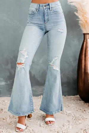 Flare For The Obvious Sneak Peek High Rise Flare Jeans (Light)