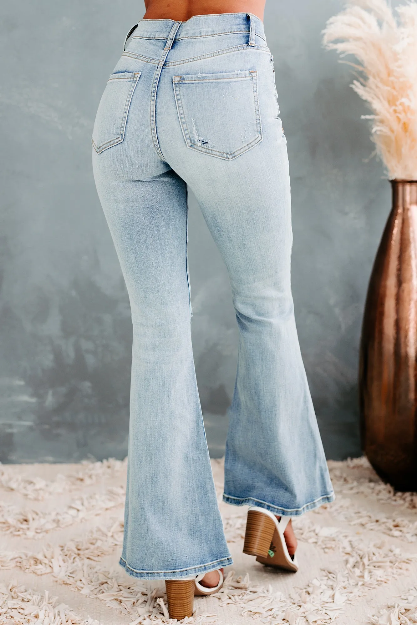 Flare For The Obvious Sneak Peek High Rise Flare Jeans (Light)