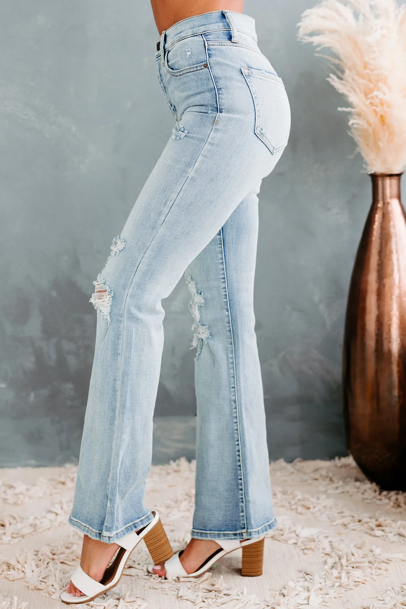 Flare For The Obvious Sneak Peek High Rise Flare Jeans (Light)