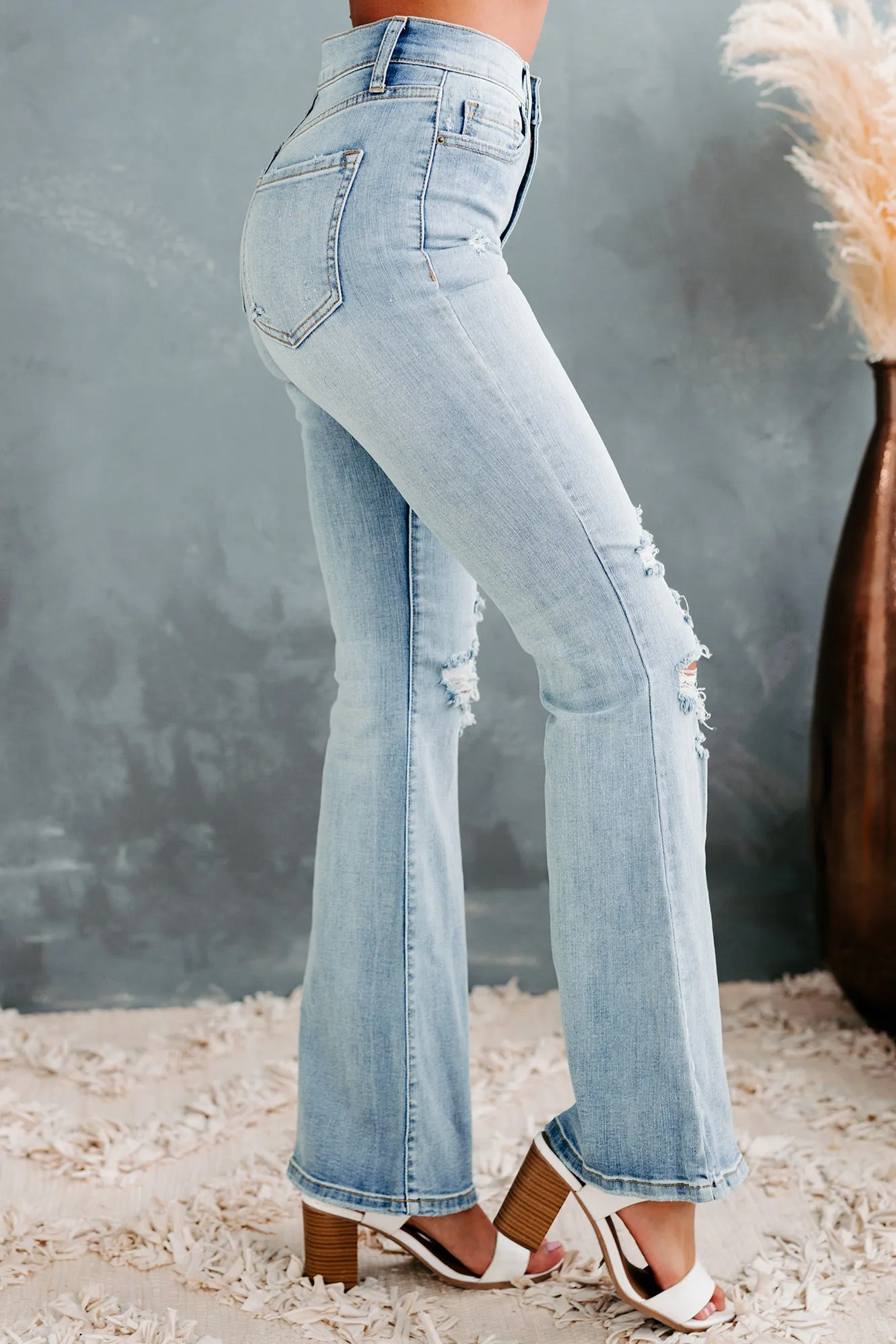 Flare For The Obvious Sneak Peek High Rise Flare Jeans (Light)