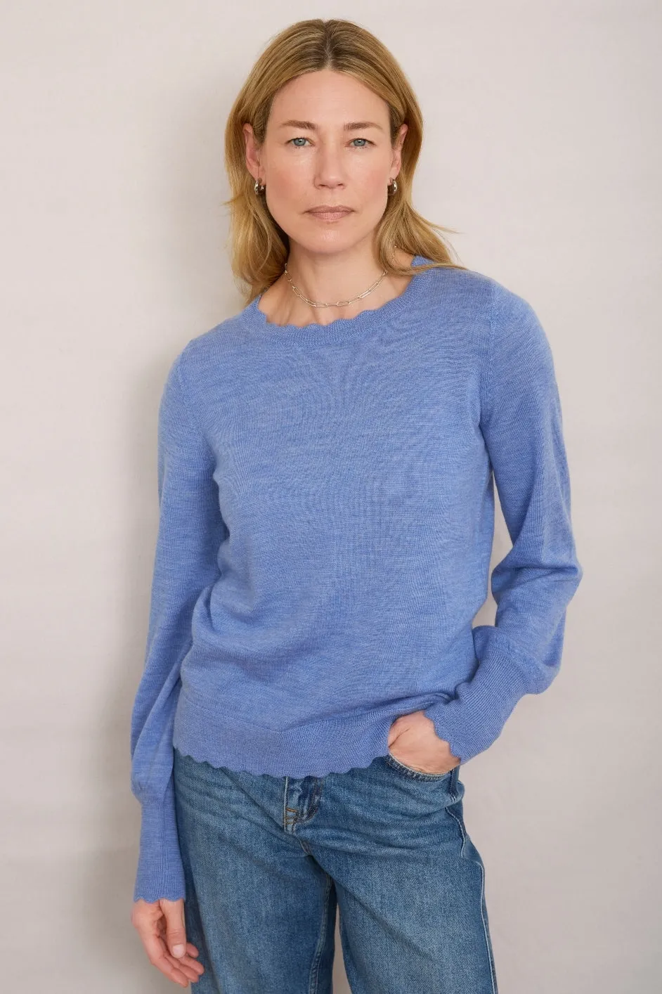 Fleurine Scallop Jumper - French Blue