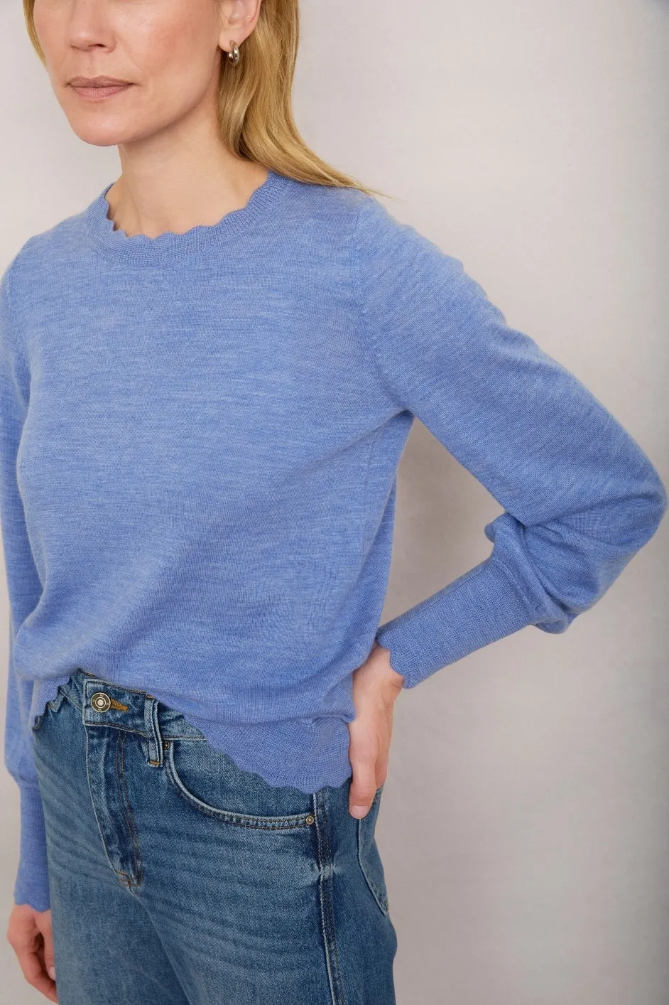 Fleurine Scallop Jumper - French Blue