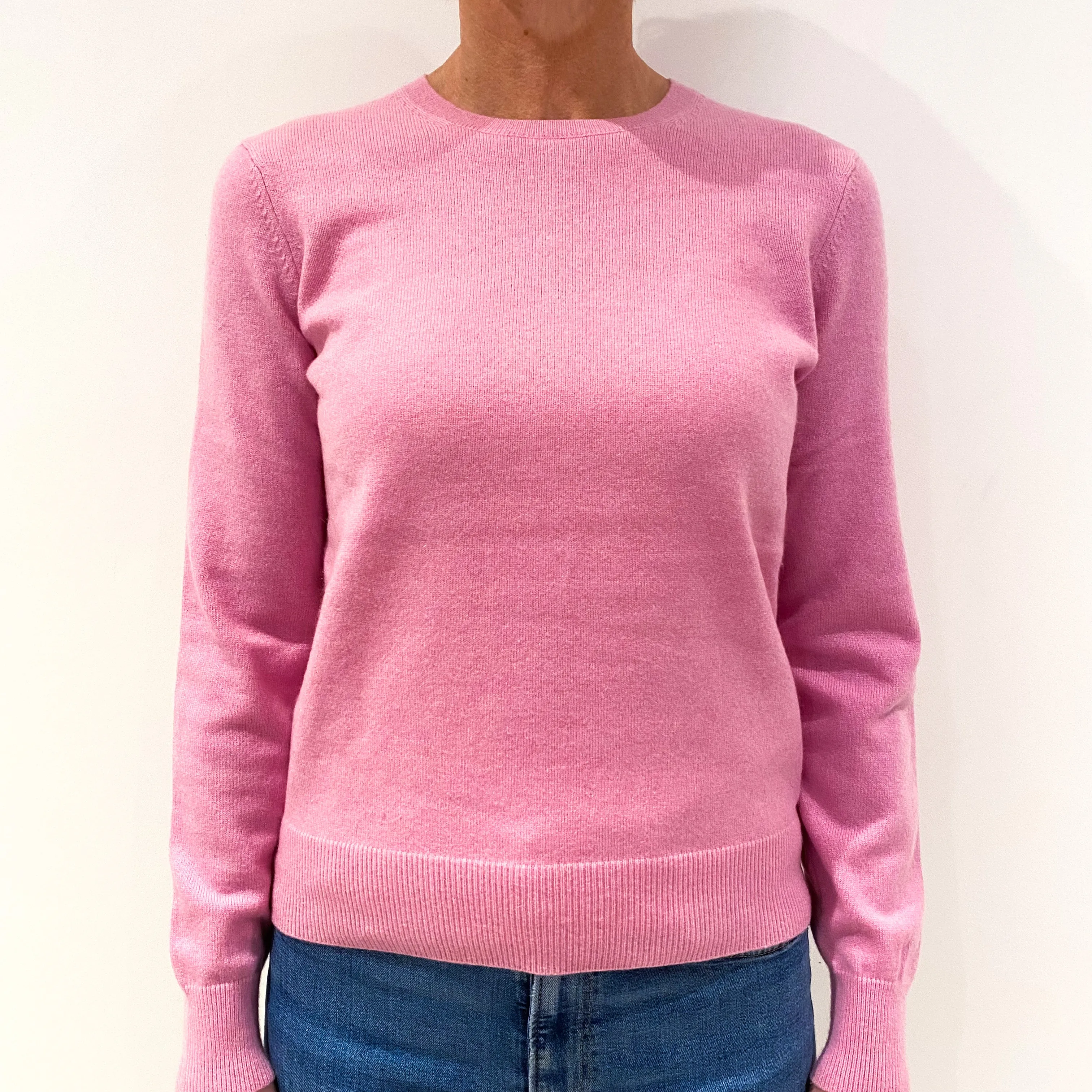 Foxglove Pink Cashmere Crew Neck Jumper Small