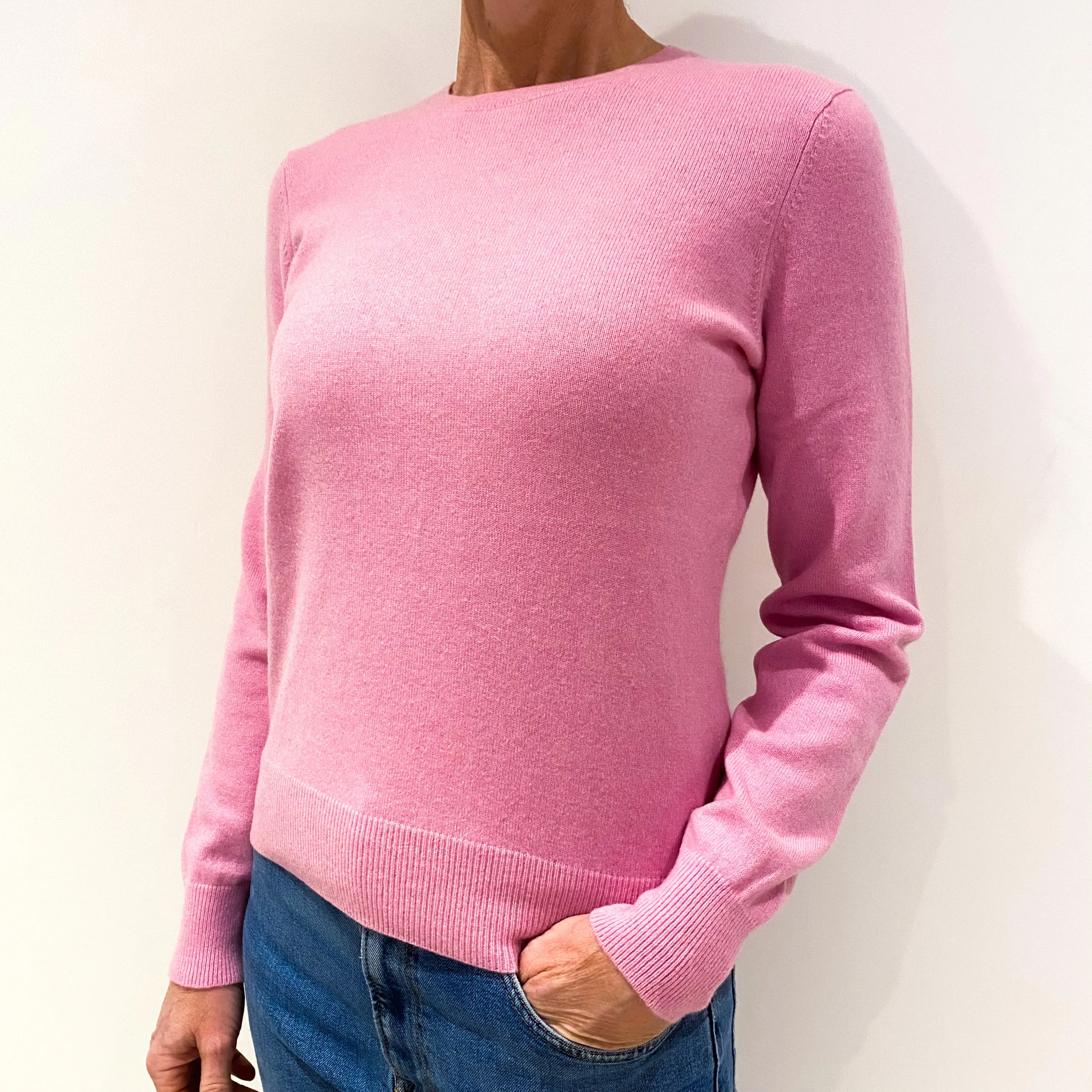 Foxglove Pink Cashmere Crew Neck Jumper Small