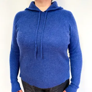 French Navy Blue Cashmere Hoodie Jumper Large