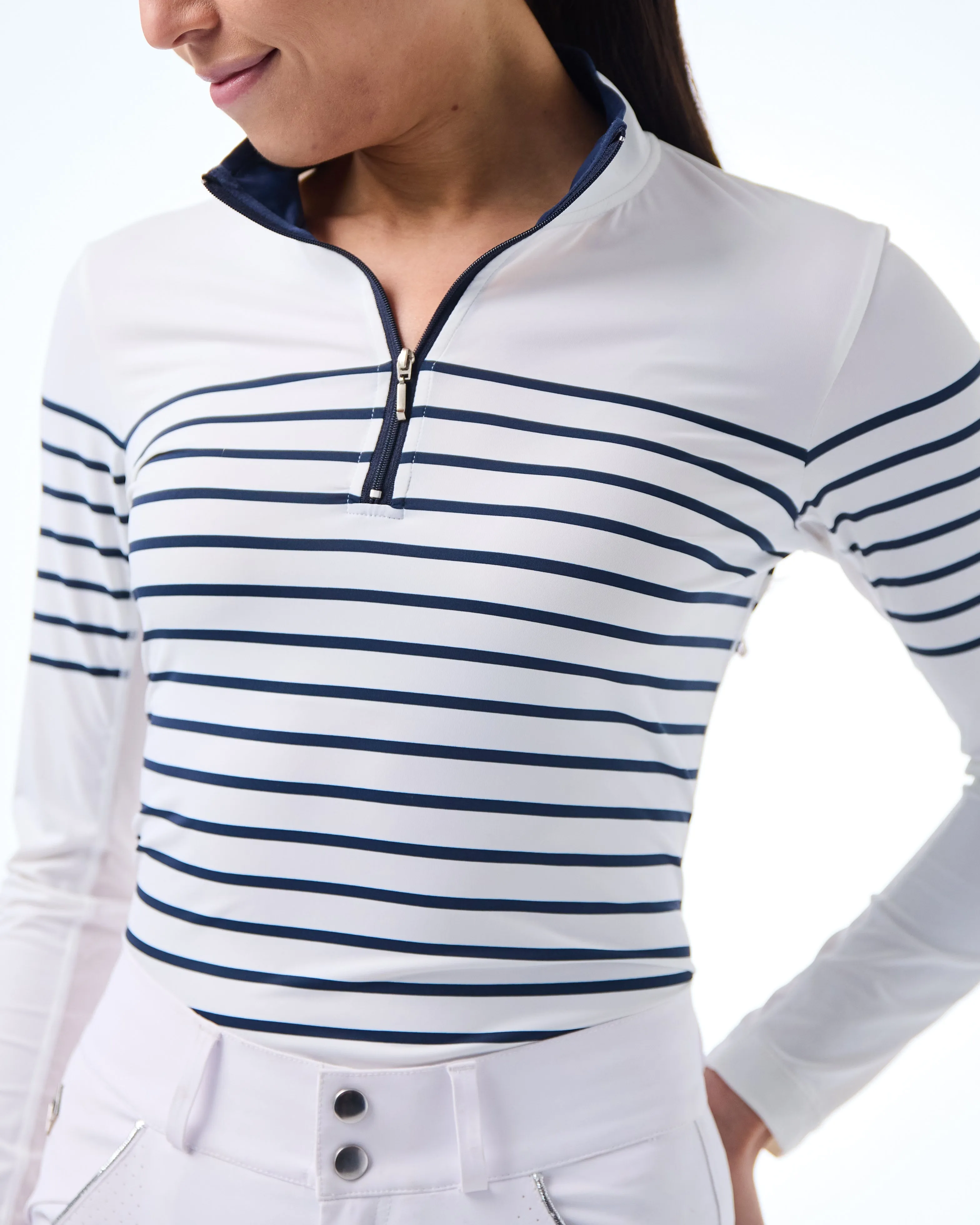 French Stripe Performance Sun Shirt in Navy/White