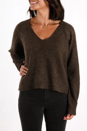 Freya V Neck Jumper Mocha