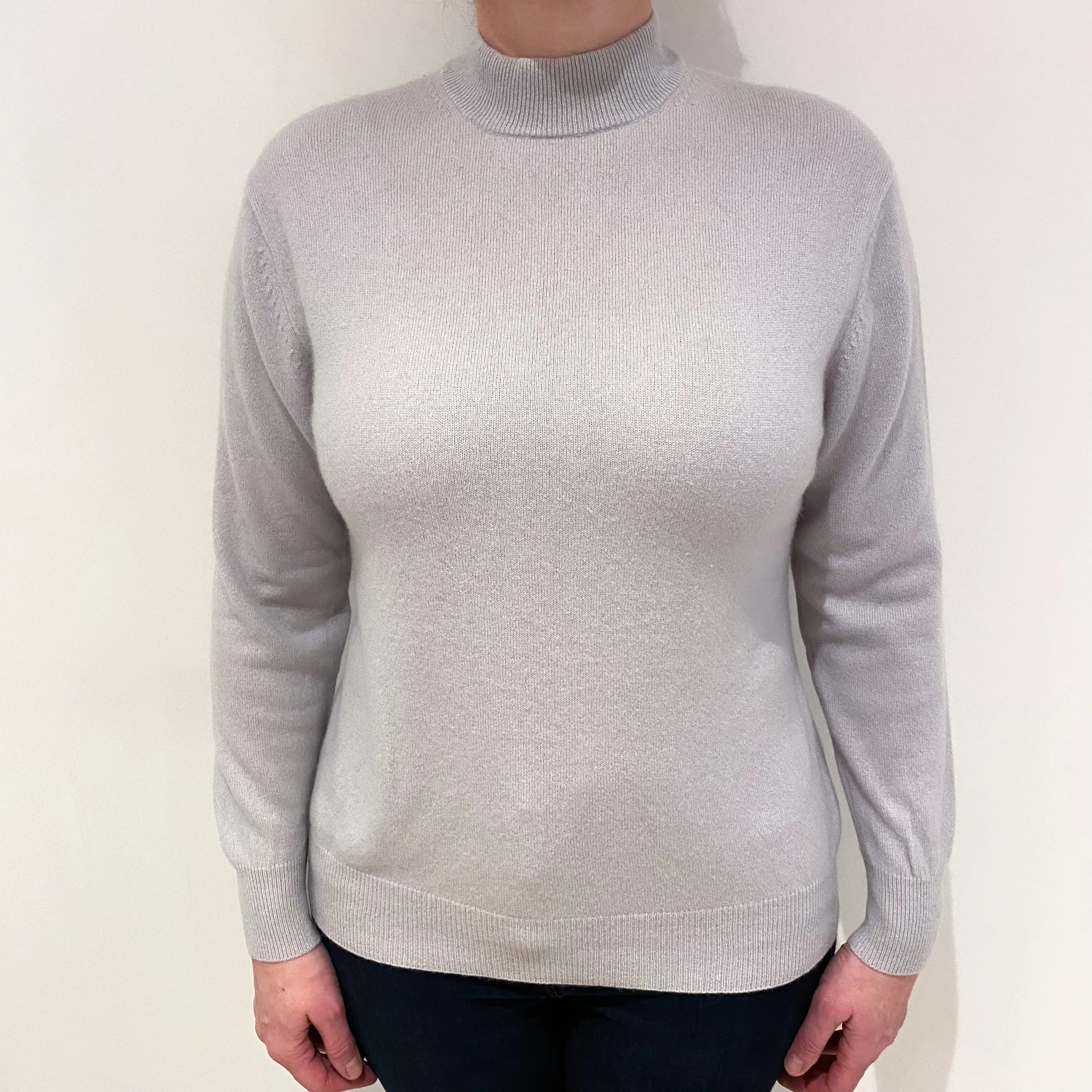 Frost Grey Cashmere Turtle Neck Jumper Large