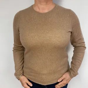 Fudge Brown Cashmere Crew Neck Jumper Large